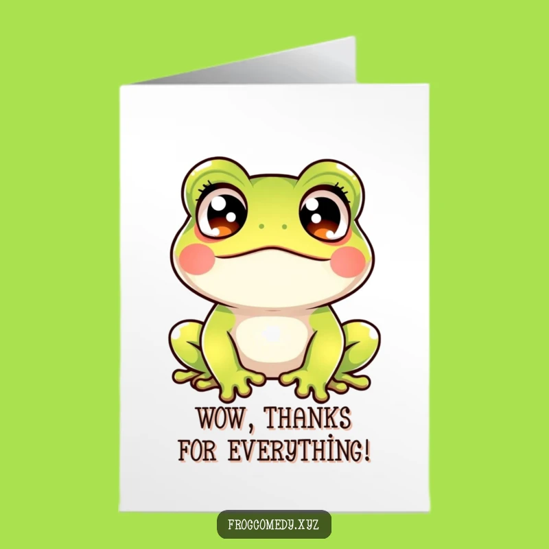 Free Printable Kawaii Frog Crossed Eyes Thank You Card - Funny Downloadable Amused Thanks