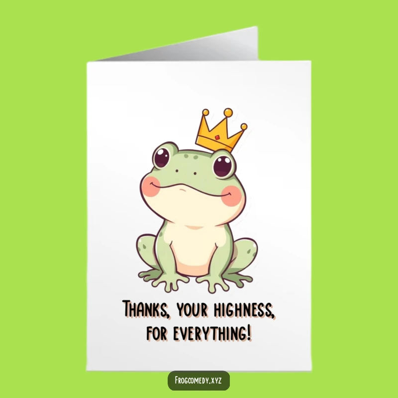 Free Printable Kawaii Frog Crown Thank You Card - Funny Downloadable Royal Thanks