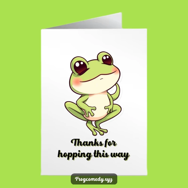 Free Printable Thank You Card: Cheeky Frog Balance, Humorous Downloadable Gift for Expressing Gratitude