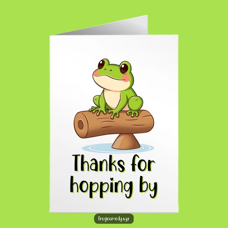 Free Printable Thank You Card: Frog on Log, Humorous Downloadable Appreciation