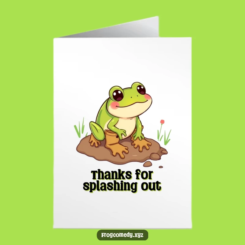 Free Printable Thank You Card: Frog's Mud Slide, Humorous Downloadable Appreciation
