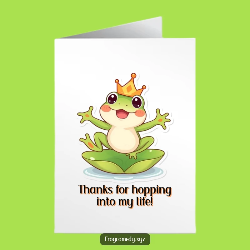 Free Printable Thank You Card: Happy Frog Crown Leap Funny Downloadable Gift