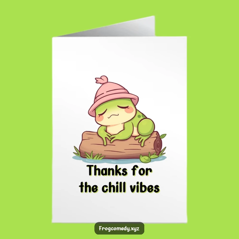 Free Printable Thank You Card: Sleepy Frog Hat Nap Funny Downloadable Gift