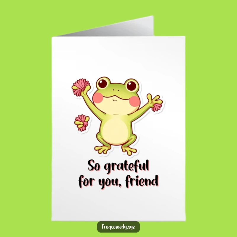 Free Printable Kawaii Frog Thank You Card - Pom-Pom Gratitude Downloadable