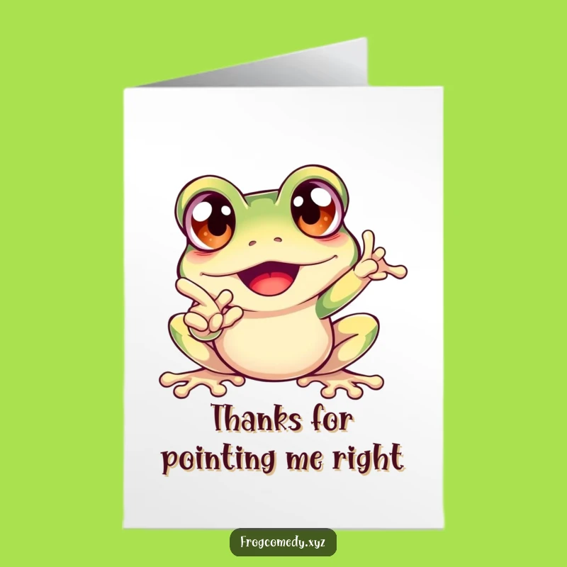Free Printable Funny Frog Thank You Card - Excited Pointing Downloadable Gift