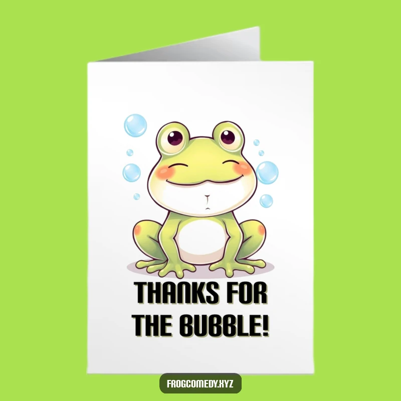Free Printable Frog Thank You Card: Funny Kawaii Bubbles Grin Downloadable Gift
