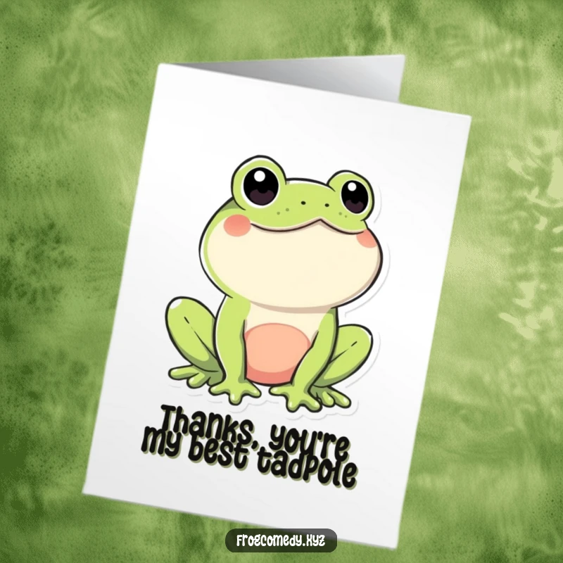 Funny Free Printable Thank You Card: A Kawaii frog winks mischievously, expressing thanks.