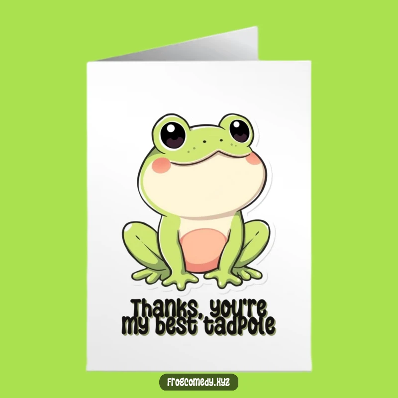 Free Printable Frog Thank You Card: Winking Kawaii Frog Downloadable