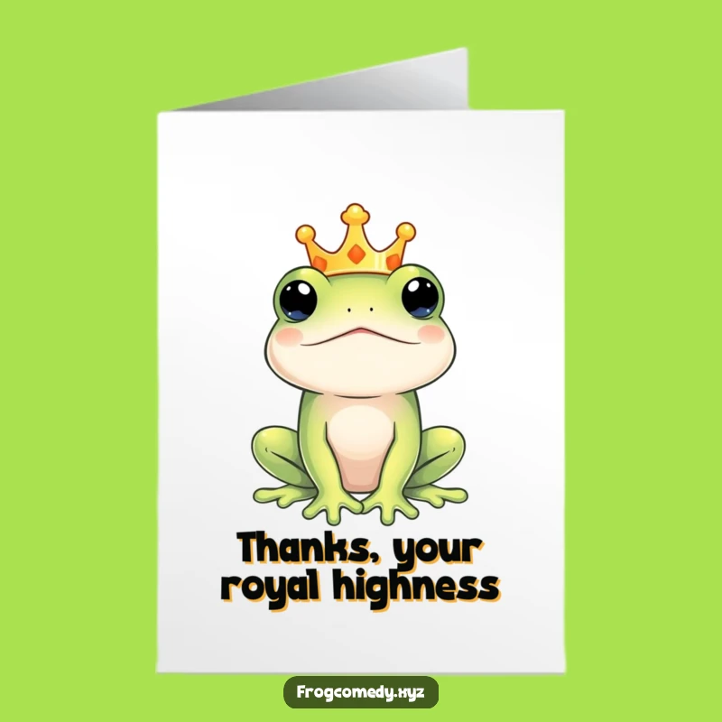 Majestic Frog Free Printable Thank You Card: Crowned Gratitude Downloadable Greeting