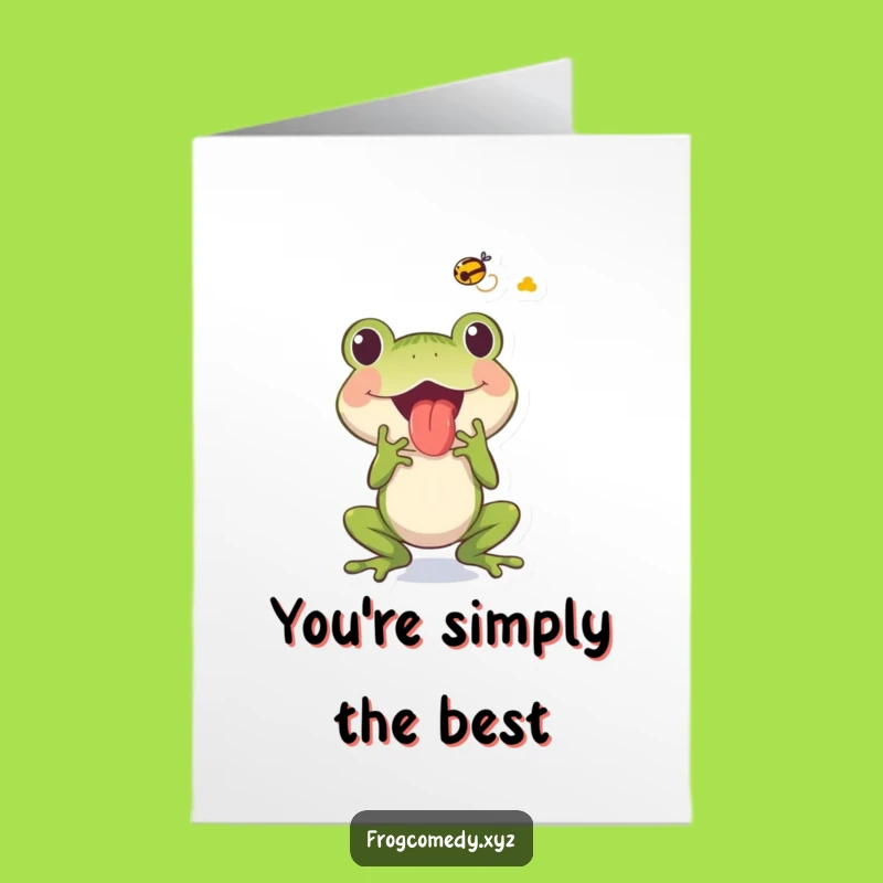 Free Printable Thank You Card: Frog Fly Catch Action, Humorous Downloadable Gift for Expressing Thanks
