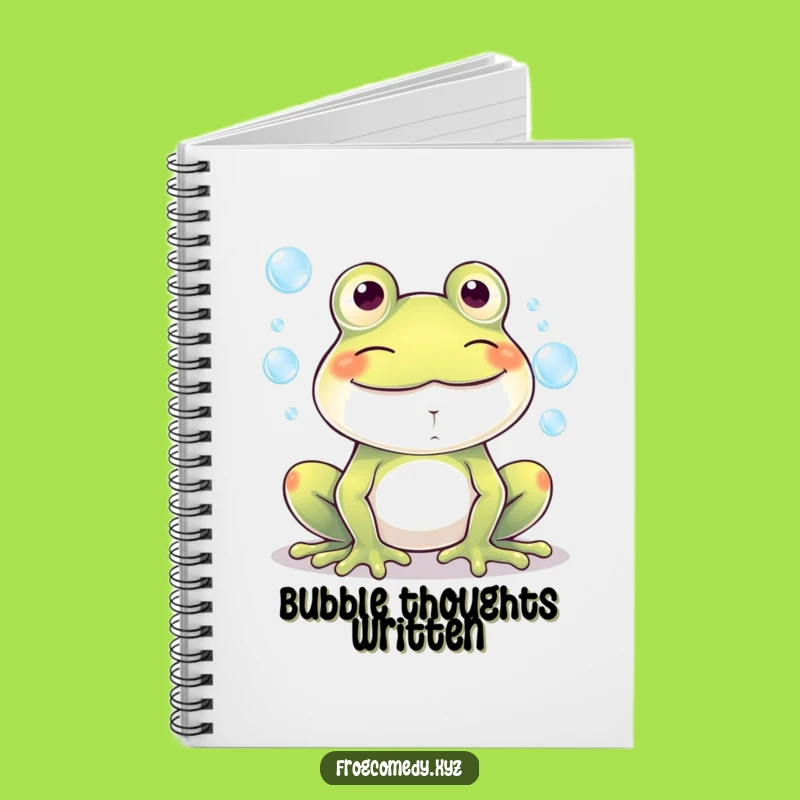 Funny Kawaii Frog Bubbles Grin Notebook - Jot Down Giggles - Funny Gift