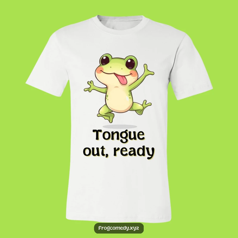 Funny Frog Leap T-Shirt: Happy Frog Tongue Out Surprise Jump, Hilarious Animal Tee