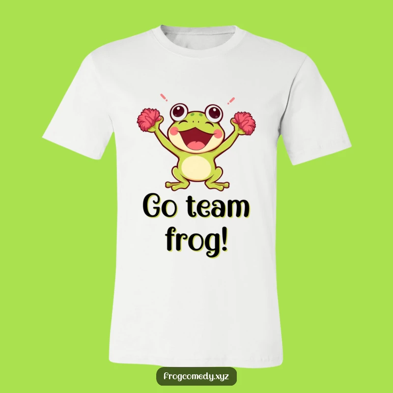 Funny Kawaii Frog T-Shirt: Cheerful Pom-Pom Fan Tee, Perfect Celebration Gift!