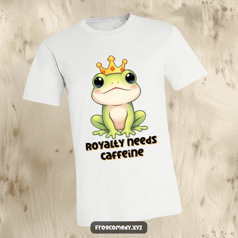 Funny regal frog king t-shirt, featuring an amphibian with a tiny crown, exuding confidence and a touch of royal humor for any wearer.