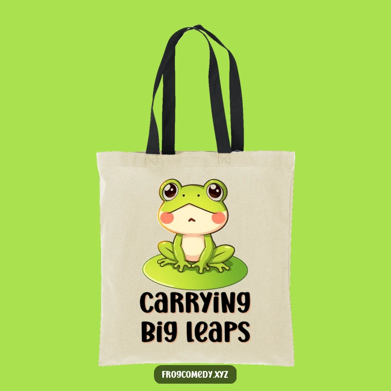 Funny Surprised Frog Tote Bag: Carry Your Essentials with Hilarious Surprise