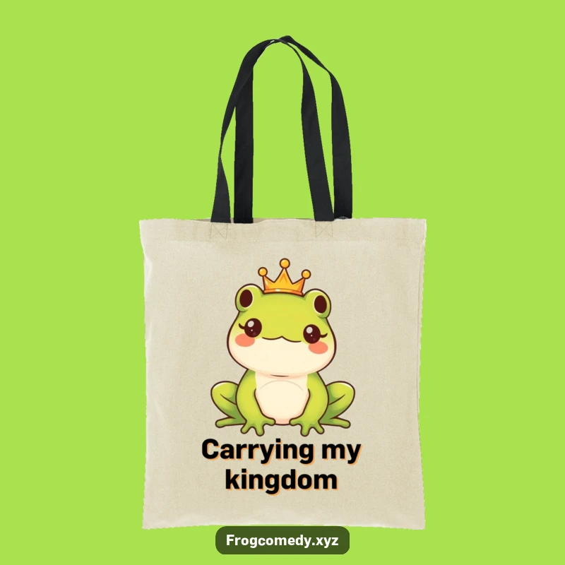 Funny Kawaii Frog King Tote Bag - Majestic Amphibian Carry-All Funny Gift