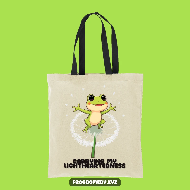 Funny Energetic Frog Tote Bag - Dandelion Hopper Gift