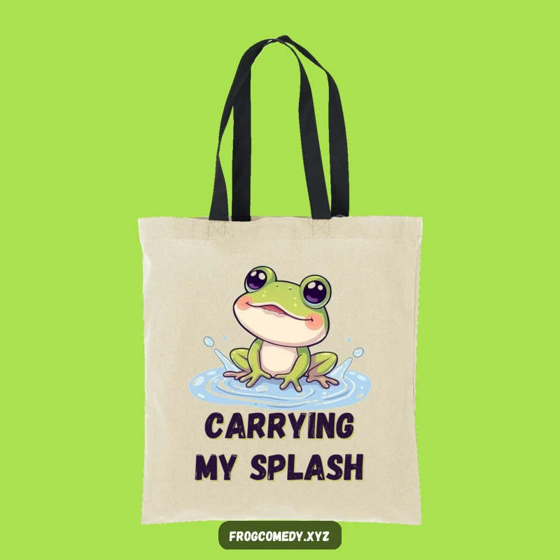Funny Frog Splashing Tote Bag: Spacious and Fun Amphibian Carryall, Ideal Funny Gift