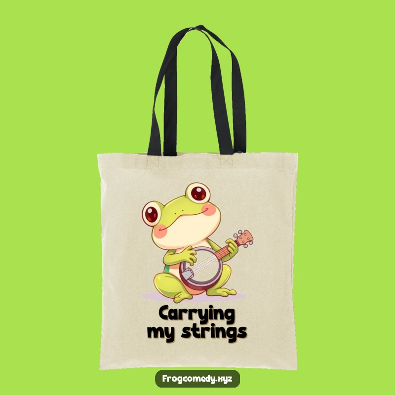 Funny Kawaii Frog Banjo Tote Bag: Carry Your Tunes with Amphibian Charm