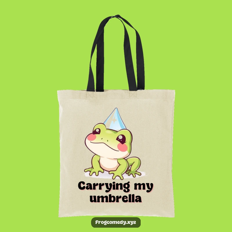 Funny Kawaii Frog Raindrop Tote Bag: Carry Your Cute Surprise