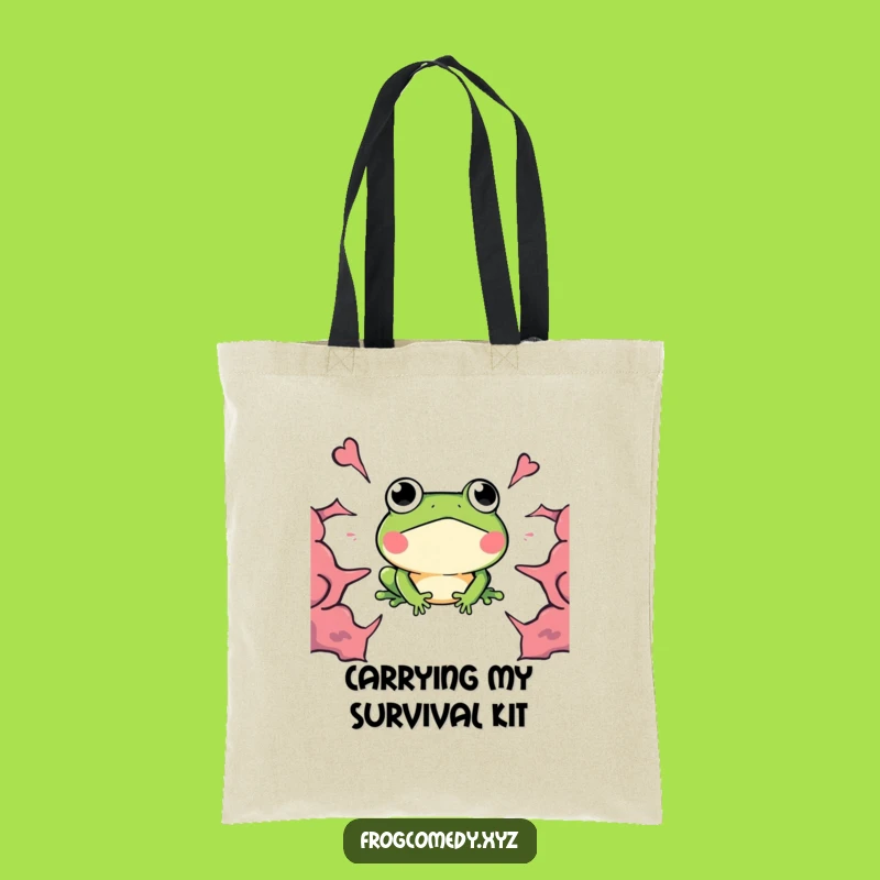 Funny Kawaii Frog Boom Tote Bag: Surprise Reaction Carry-All