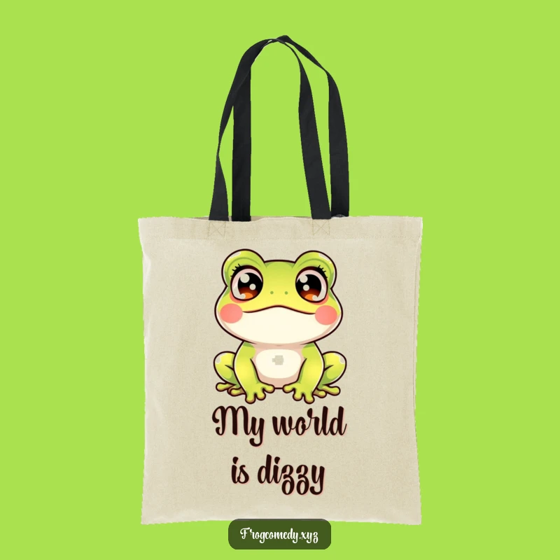 Funny Kawaii Frog Crossed Eyes Tote Bag: Carry Your Surprise with Amphibian Charm