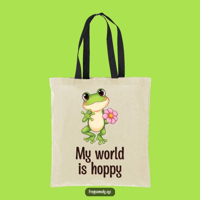Funny Kawaii Frog Flower Pose Tote Bag - Cute Anime Shopping Bag