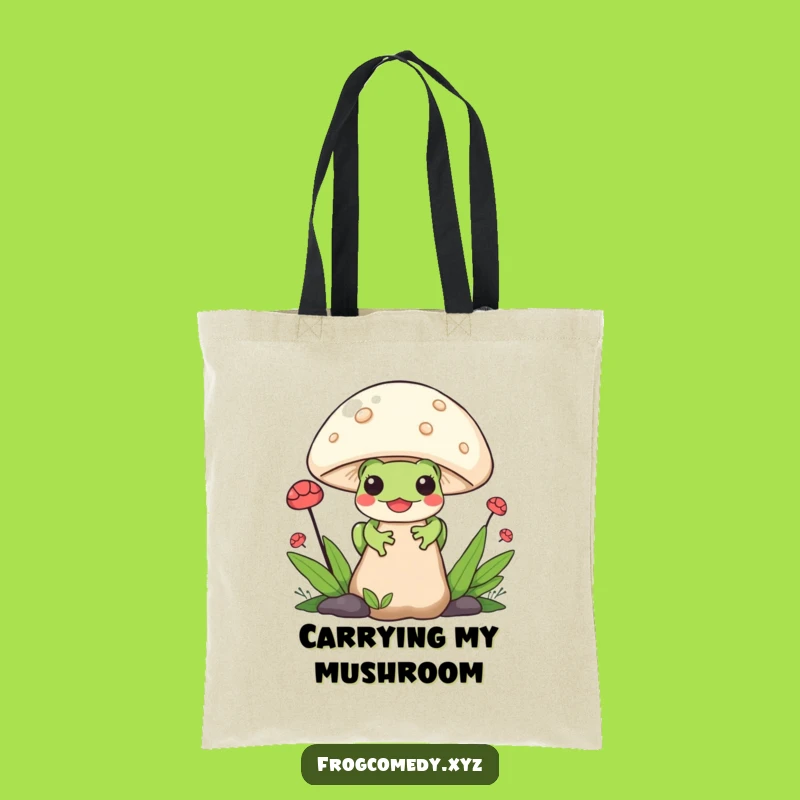 Funny Kawaii Frog Tote Bag: Mushroom Peek-a-Boo Bag, Ideal Nature Funny Gift!