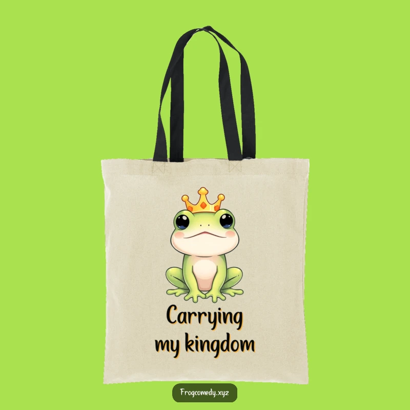 Funny Regal Frog King Tote Bag: Royal Amphibian Carry-all, Perfect Funny Gift for Queens
