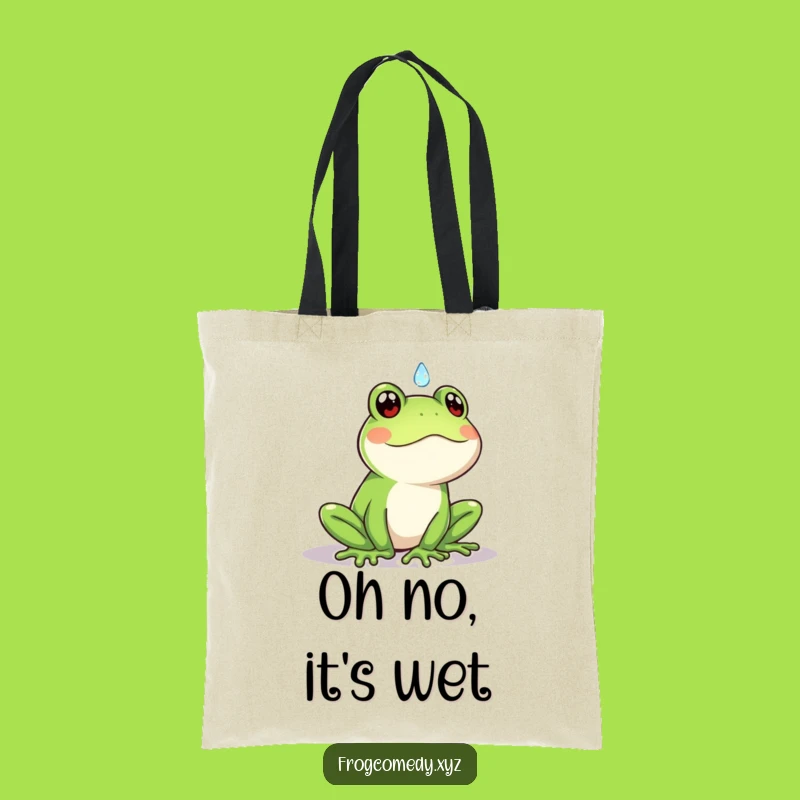 Funny Kawaii Frog Raindrop Tote Bag: Carry Your Surprise