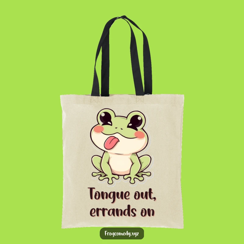 Funny Kawaii Frog Tongue Wink Tote Bag - Playful Accessory - Funny Gift